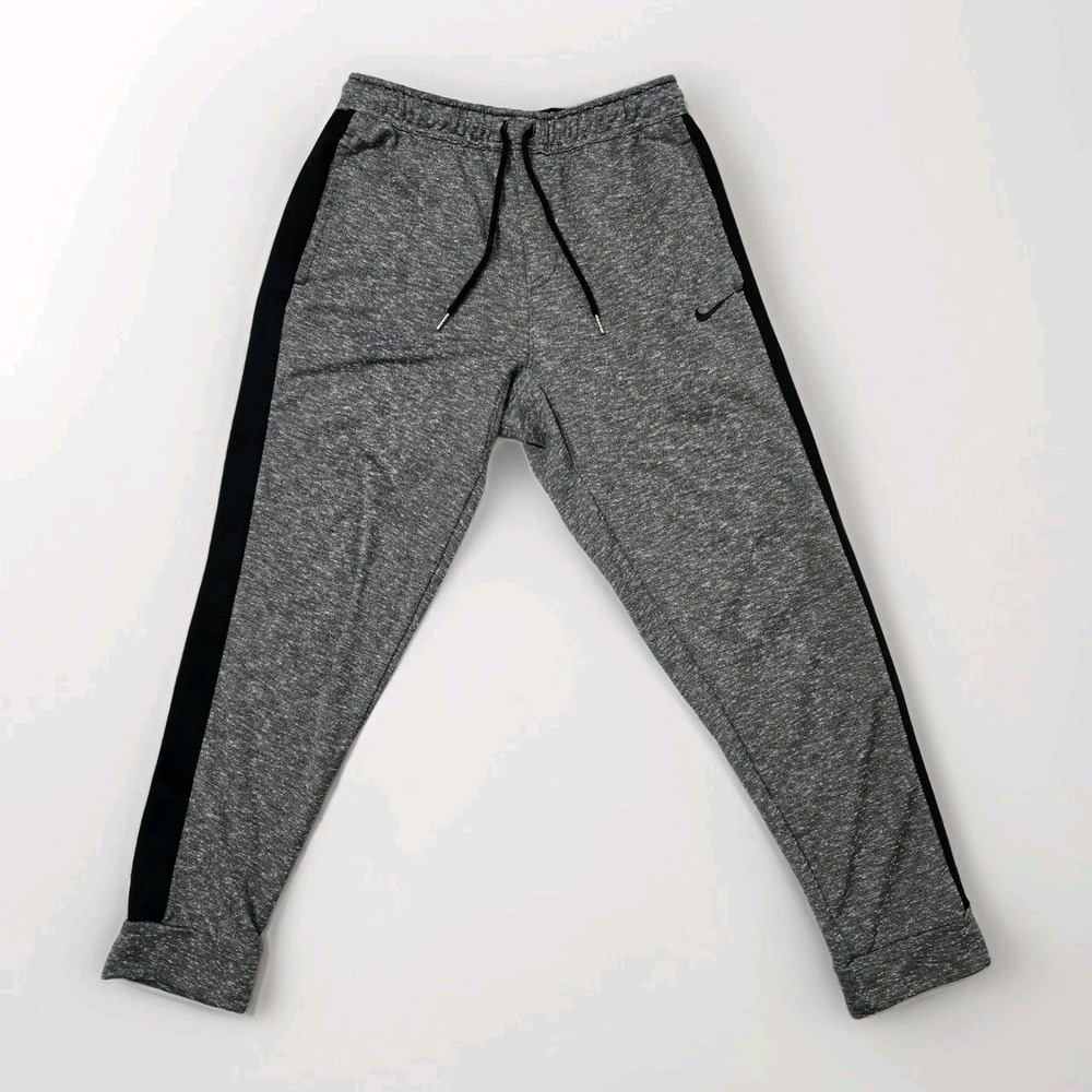 Nike Dri Fit Sweatpants MENS Size M Heather Gray black pockets Joggers Sport Gym